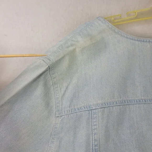 Vintage 90s Susan Bristol Embellished Denim Shirt XL Blue Casual Americana Boxy - Picture 10 of 10